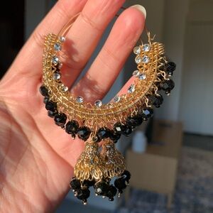 Elegant Gold and Black Hoop Earrings
